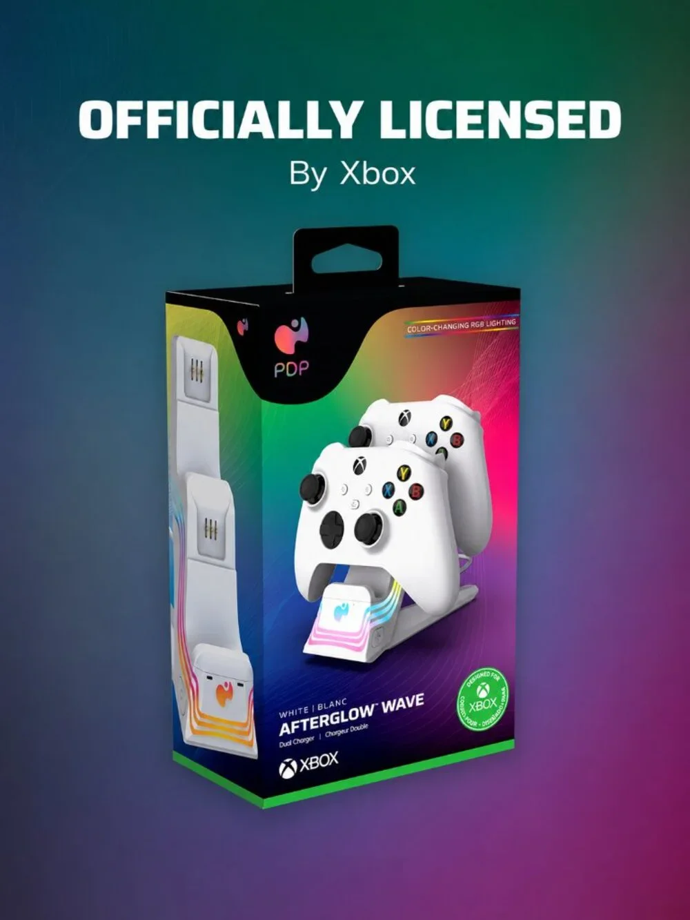 PDP Afterglow Wave Dual Gaming Charger with Customizable RGB Lighting, for Xbox